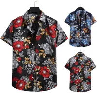 2021 Primavera e verão Beach Flowers Camisa Hawaiiana Camisas Grande Tamanho Masculino Ocasião Especial Clube de Clube