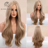 白黒女性のための髪の金髪のユニコーンのオンライン長い波の光合成の合成高密度温度繊維220301
