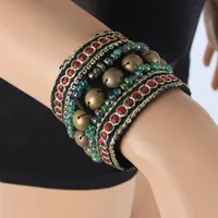 Tribal Belly Dance Costume Accessories 2 Pieces Set Bronze Beads Wristband & Armband Adjustable Fit Gypsy Jewelry Bracelets Stage Wear