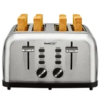 Toaster 4 Dilim, Geek Şef Paslanmaz Çelik İkili Kontrol Panelleri İkili Kontrol Panelli Ekstra Geniş Slot Ekmek Basıncı / Defrost / İptal Fonksiyonu, Çıkarılabilir Kırıntı Tepsileri, Otomatik Pop-Up.