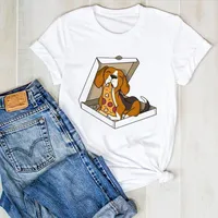 Camiseta Feminina Estampa De Men T-shirt Cachorro, Grfica com Camiset e donne ragazze camicia estate
