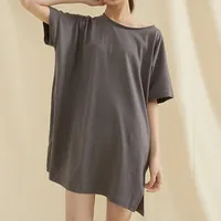 Women&#039;s T-Shirt Homemade Lower Garment Missing Slit Dress Simple Color Medium Long Short Sleeve Summer Wear