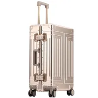 100% Aluminum-magnesium Boarding Rolling Luggage Business Cabin Case Spinner Travel Trolley Suitcase With Wheels Suitcases