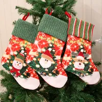 Stor storlek LED Light Christmas Stocking Xmas Socks Dekorationer Barn godis gåvor väska