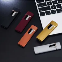 패션 windproof 전자 담배 라이터 Flameless 터치 스크린 스위치 휴대용 다채로운 USB 충전식 라이터 선물
