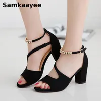 Size 34-40 Womens Sandals Summer Female 7cm High Heels Platform String Bead Peep Toe Shoes Buckle Strap Pumps Ladies Zapatos Y30