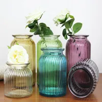 Vazolar El Sanatları Cam Vazo Renkli Çiçek Şişesi Ev Mobilya Takı Süsler Şeffaf Bitki Oturma Odası Dekorasyon A $