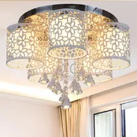 Ceiling Lights Fashion Crystal Lamp LED Hollow Circular Flowers To Warm The Bedroom Living Room Light