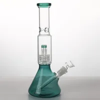 Glass Hookah Water Pipe Pluger Bägare Bong Lake Green Filter Bottle Dab Rig för rökning med 14 mm skålfog och nedstammaroljeriggar