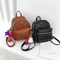Mochila estilo mini negro mujer piel de piedra s para niñas pequeñas damas casual daypack con saco de bola de pelo una mochila DOS