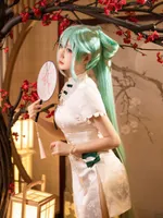 Vocaloid Cosplay Kostüm Sevimli Cheongsam Elbise Peruk Kadın Kız Cadılar Bayramı Noel Için
