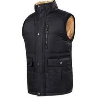 Heren Vesten Mens Fleece Bont Lined Vest Multi Pocket Utility Vest Sherpa Jacket Mouwloos Vissen Waterdicht Plus Size 903-B537