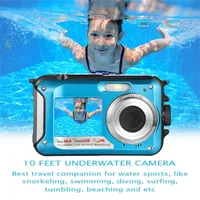 Digitalkameras Kinderunterwasserkamera HD 1080p wasserdicht mit Dual-Screens (Rückseite 2,7 Zoll + Front 1,8 Zoll)