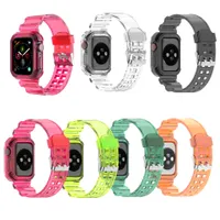 Mira las bandas para Apple Iwatch SE / S6 / S5 / S4 / S3 Accesorios de moda Correas Anillo de pelo Reloj de reloj de reloj Descuento Transparente Plástico Colorido Verano Color Sólido