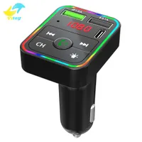 F2 Araba Bluetooth FM Verici USB Şarj Renk LED Arka Işık Kablosuz Yayın Hoparlör Hands-Free Kit TF Kart MP3 Çalar
