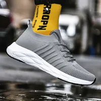 Sneakers Men Shoes Hot New Breathable Mesh Black White Gray Elasticity Sport Running Shoes Big Size 39-46 Support Drop-shipping