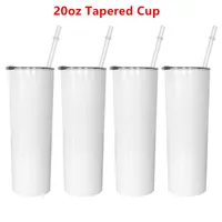 20 oz sublimation tasses droites gobelets vierges blancs en acier inoxydable bricolage conique isolé de cups de voiture 600 ml