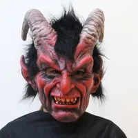 Red Horned Ovejas Diablo Garra Scary Ferce Halloween Mascarada Mascarada Adulta Máscara Cosplay Party Traje