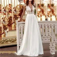 Casual Dresses Shiny Lace Wedding A-line Dress Vestido De Bodas Sweetheart Deep V Neck Backless Illusion Bridal Gown Sequins Party Empire