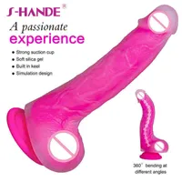 NXY Dildos SHANDE Big Dildo Suction Cup Realistic Penis Soft Long for Women Silicone Huge Dick Female Adult Sex Toys Built in Keel 1225