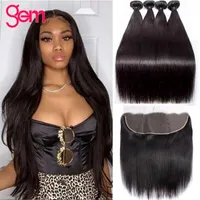 Human Hair Bulks 30 Inch Straight Bundles With Frontal Brazilian Extensions 40 13x4 Closure 5x5 HD Lace
