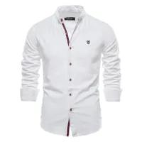 Negizber Новая весенняя хлопковая льняная рубашка мужчины сплошной цвет высокого качества рубашка с длинным рукавом для мужчин весна повседневные социальные мужские рубашки 210410