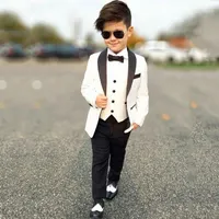 テーラードアイボリーベイビーボーイズスーツの男の子2021キッズブレザースーツブラックショールラペルフォーマルな結婚式子供服メンズブレザー