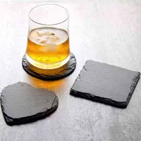 YOMDID Creative Slate Coaster Natural Table Decoration Mat Heart Round Square Table Mat Milk Mug Coffee Cup Pad Kitchen Gadgets Y1213