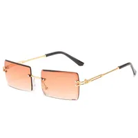 Gafas de sol Moda Lente de corte sin montura Vintage Gradiente Té Tienda Tienda Shade Sun Glasses Última protección UV UV400