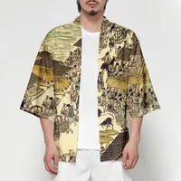 패션 아시아 기모노 카디건 일본어 기모노 유니섹스 커플 유카타 유행 일본의 의류 여름 가을 해변 남자의 티셔츠