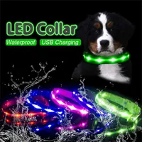 IPX7 Waterproof LED Dog Collar Christmas USB Charging For s Puppies Anti-Lost lead Pet Products Accessories 220110
