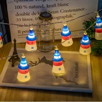 Streifen kleiner Leuchtturm LED-Lichtstring Navy-Stil-Roman 1,5m 10LED-Indoor-Party-Hochzeitsfest-Festival