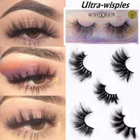 Lashes de 25mm 3D Curl Natural Curl Coiffe Cheveux Faux cils Dramatic Longs Wispies Fluffy Cils Full Strips Flease Eye Lash Extension Tool de maquillage