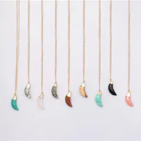 DIY naturlig original sten guldpläterad kedja hängande halsband för kvinnor flicka mode party club dekor smycken