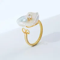 Cluster ringar dmjz036005 Keshi Pearl Ring Natural sötvatten barock stil för kvinnor