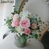 Bruiloft bloemen Janevini romantische roze roos boeket voor bruid kunstmatige pioenrozen Fiori artificiali bruids rosas kunstmatige