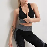 Sem costura yoga set terno tricotar quadril levantamento elástico esportes esportes workout roupas mulheres pernas ginvager ginvager sexy 020302