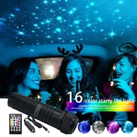 Car Headlights RGB LED Fiber Optic Light Roof RF 6W Remote Control Star 16 Colors Starry Sky Interior Decoration With Bluetooth