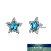 Stud Moda 925 Sterling Silver Earrings Blue Shiny Crystal Cyrkon Star dla Kobiet Prezent Urodzinowy Biżuteria Cena fabryczna Ekspert Projekt Quality Najnowsze Styl Original
