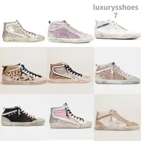 Ny release Mid Slide Star High Top Sneakers Woman Casual Shoes Luxury Italy Brand Trainers Golden Sequin Classic White Do-Old Dirty Men