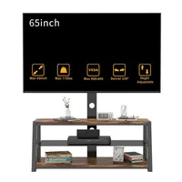 US Stock Home Furniture Wooden Storage TV Stand Black Tempered Glass Height Adjustable Universal Swivel Entertainment Center With 553q