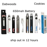 Dabwoods Battery 650mAh Vape pen Adjustable Variable Voltage Cookies 510 Thread Batteries Preheat Retail Packaging with USB Charger Allow Customize