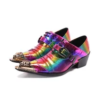 패션 멀티 컬루어 레이저 남성 파티 옥스포드 신발 진짜 가죽 웨딩 공식 신발 레이스 위로 브로그 신발 플러스 크기