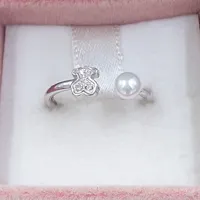 Hot Charms Biżuteria Dokonywanie Białego Złoty Diament Boho Styl 925 Silver Bear Pearl Pierścienie Dla Kobiet Mężczyźni Dziewczyna Kelurga Zestawy Palec Ślub Urodziny Prezent 715265010