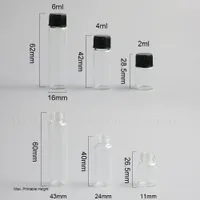 2 ml 4 ml 6 ml 1 ml 1 / 5oz pequeno portátil vidro portátil frasco de vidro vazio latas amostra plástica do parafuso do tampão do tampão do tampão do tampão do frasco 30pcs