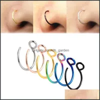 Other Body Jewelry 6 12Pcs Lots 6 Colors Fake Nose Ring Clip On Faux Piercings Tragus Earrings Simple Drop Delivery 2021 P0Fit