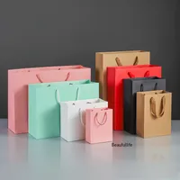 Gift Wrap Kraft Paper Party Tassen voor kinderen Verpakking met handvat tas Business Winkelen Verjaardag Verpakking