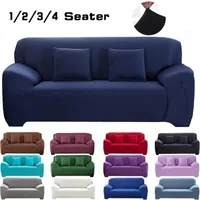 Vollfarbige elastische Sofa-Cover Spandex Moderne Polyester Ecke Sofa Couch Slipcover Chair Protector L Formbedarf 2 Stück 211025