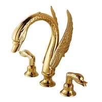 Golden Swan Robinets 2 poignées SIZD laiton Terminer doré Robinet Salle de bain Trois trous Wash Bassin Bassin Taper Mélangeur pour baignoire AU892 Dessin