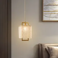 Modern Luxury Small Copper Gold Chandelier lamps Long Hanging Wire Simple Single Head Light Bedroom Bedside Lamp Home Fixtures